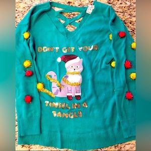 Ugly Christmas Sweater - “Don’t Get Your Tinsel In A Tangle” - Size Medium
